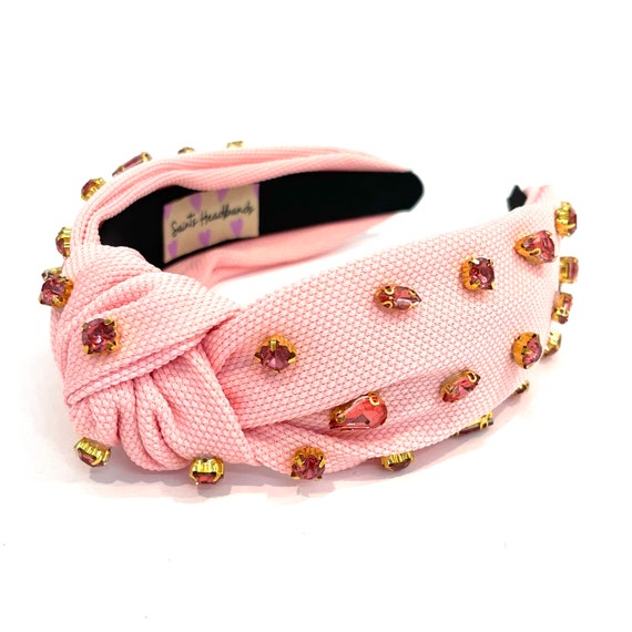 Pink Jeweled Knotted Headband: Valentine display picture 2