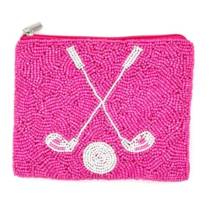 Porte-monnaie rose perlé pour sac de golf