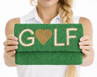 GOLF Beaded Clutch Purse Crossbody Bag: Golf Gifts for Her