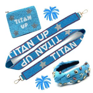 Titan Up Beaded Purse Strap, Titans Gameday Beaded Bag Strap, Chic Gameday Football Accessories