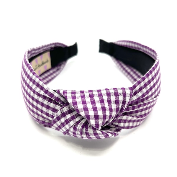 Purple Checkered Knot Headbands Women LSU Headband TCU Headbands Girls Hairbands