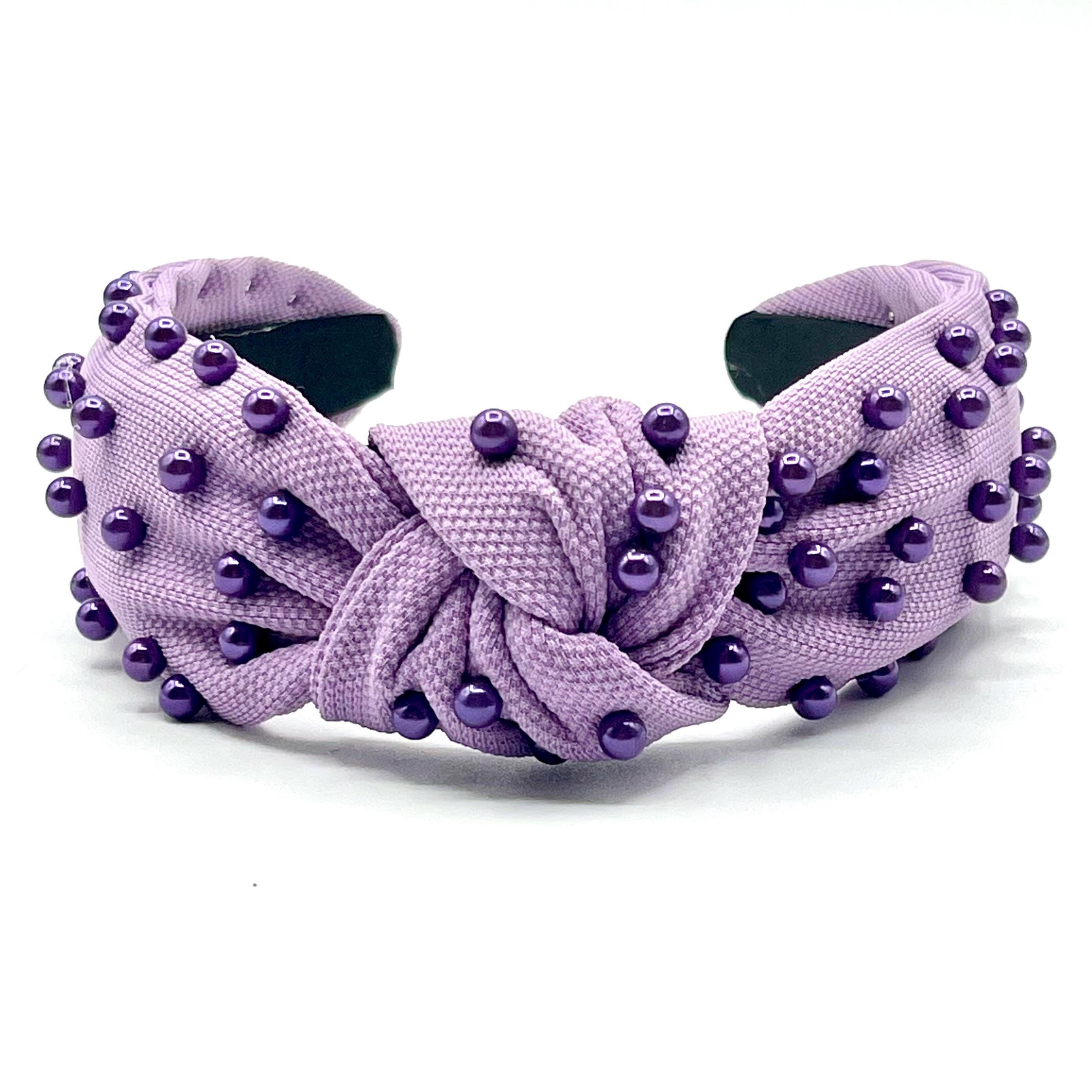 Purple Knot Headbands With Purple Studded Pearls for Women  display picture 3