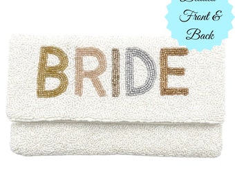 Bride Clutch Purse Custom Bride Gifts Bride Beaded Bag White Bridal Purse