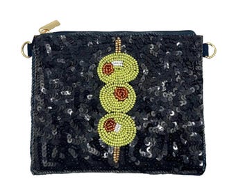 Martini Beaded Coin Purse, Cocktail Beaded Bag, Unique Christmas Gifts