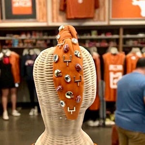 Burnt Orange Football Headband: Rhinestone Gameday Hair Accessory
