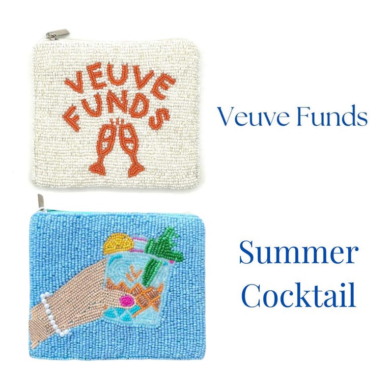 Cocktail Perlen Geldbörse Beutel, Sommer Brieftasche Reißverschluss, Martini Geschenke für Sie Bild 6