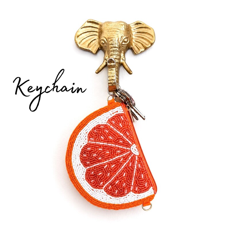 Citrus Perlen Geldbörse, Crossbody Beutel, Perlentasche mit goldener Kette und Clip-On-Schleifen Bild 4