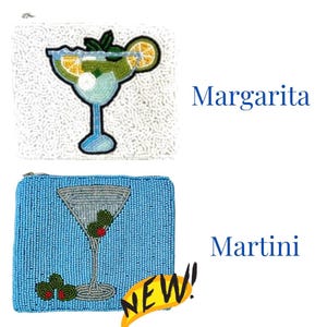 Cocktail Perlen Geldbörse Beutel, Sommer Brieftasche Reißverschluss, Martini Geschenke für Sie Bild 7