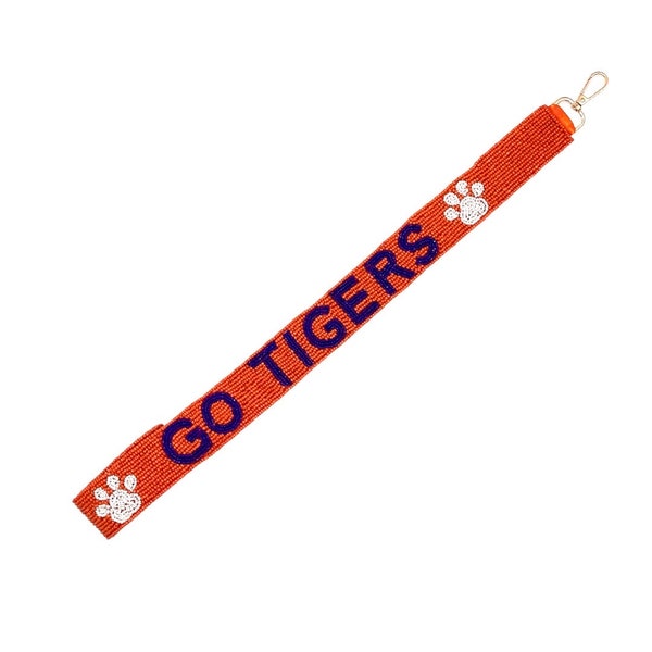 TIGERS Beaded Purse Strap Tigers Bag Strap Orange and Purple Clear Bag Crossbody Strap, Beaded Coin Purse, College Game Day Accessories