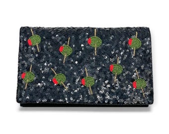 Beaded Clutch, Martini Purse, Olive Bag, Cocktail Party Bag, Gift for Her