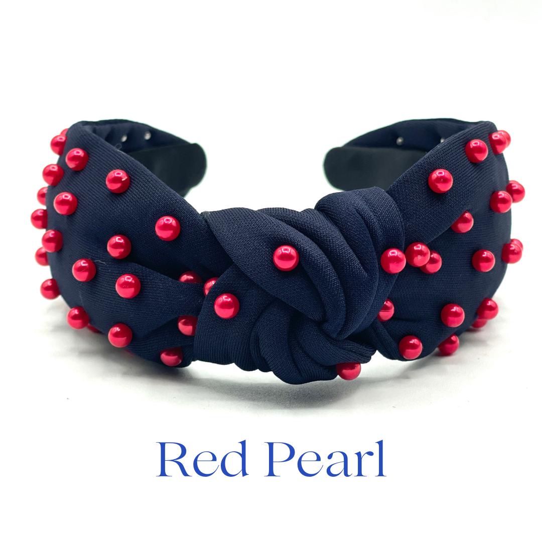 Navy Blue Headband With Gold Studded Pearl Headbands for 
