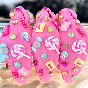 Pink Candy Headband Jeweled Birthday Headband for Women and Girls