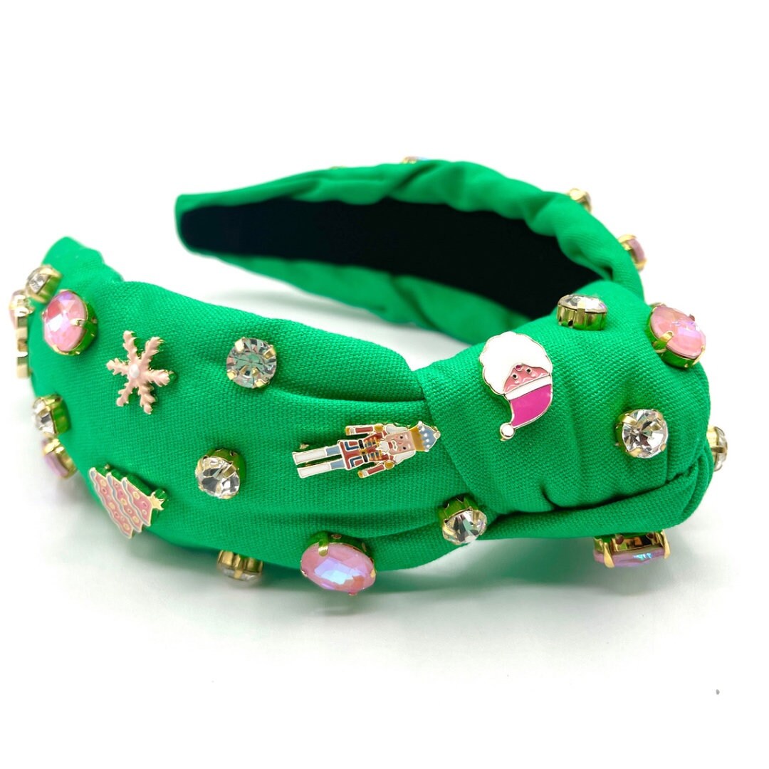 Pink Christmas Tree Headbands Women Nutcracker Headband Custom Headband Kelly Green Knotted