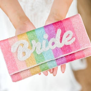 Beaded Bride Clutch: Pink Crossbody Bag, Bridal Shower Gift