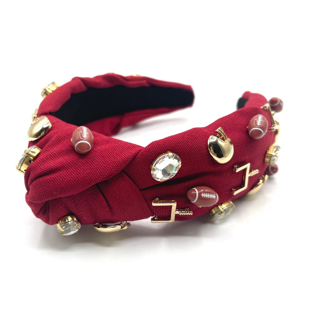 Red Rhinestone Football Themed Headband Amazon.com : CEALXHENY Baseball Football Basketball Soccer  main image 3