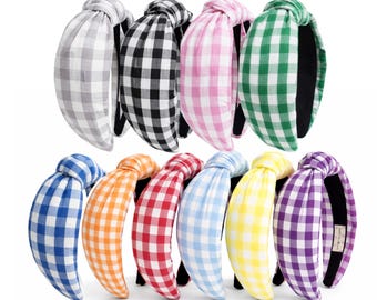 Gingham Checkered Headbands for Women and Girls