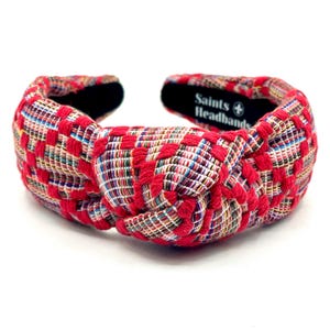 Red Plaid Knot Headband: Women&#39;s Statement Hair Accessory