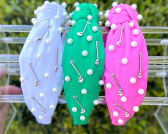 Golf Headband Women, Golf Headband for Girls, Masters Headband, Golf Gifts for Women, Pearl Headband for Golf Headband