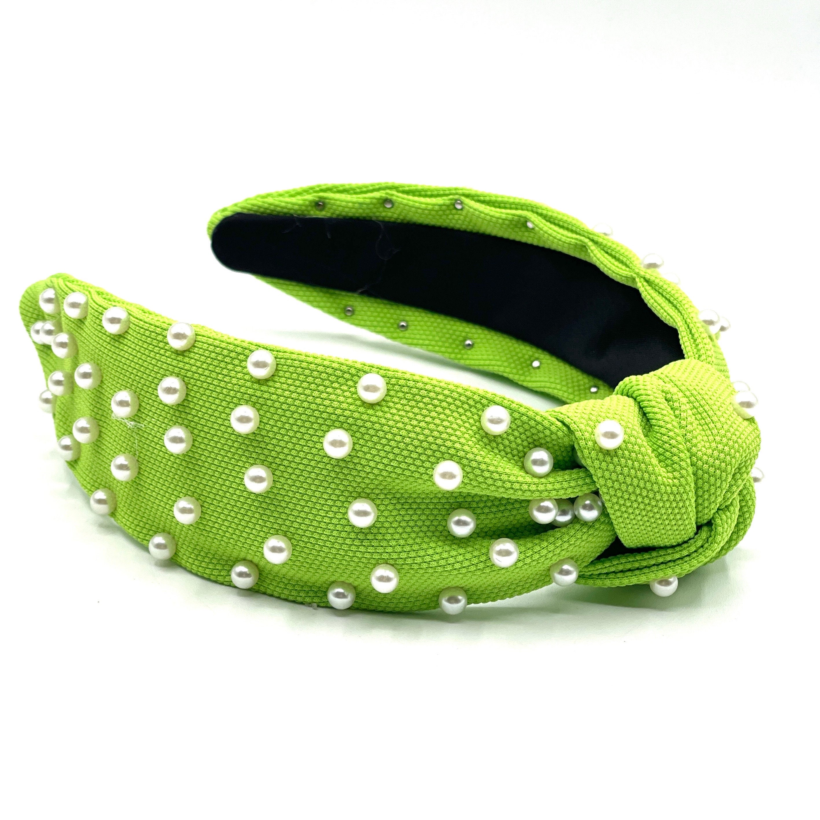 Lele Sadoughi Green Pearl Embellished Knotted Headband display picture 2