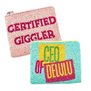 Giggly Squad Beaded Coin Purse, Delulu Beaded Bag, Giggly Squad Must Have