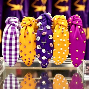 Purple & Gold Gameday Headband: Tiger Football Hair Accessory
