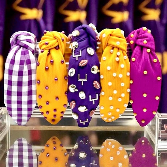 Purple & Gold Gameday Headband: Tiger Football Hair Accessory