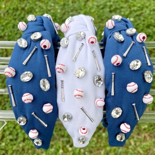 Jeweled Baseball Headband: Knotted Baseball Mom Gift - Etsy display picture 2
