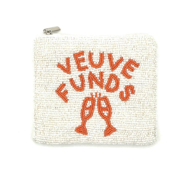 Veuve Coin Purse Beaded Custom Champagne Purse Beaded Wallet Coin Pouch Custom Summer Vacation Gifts Her, Unique Best Friend Birthday Gift