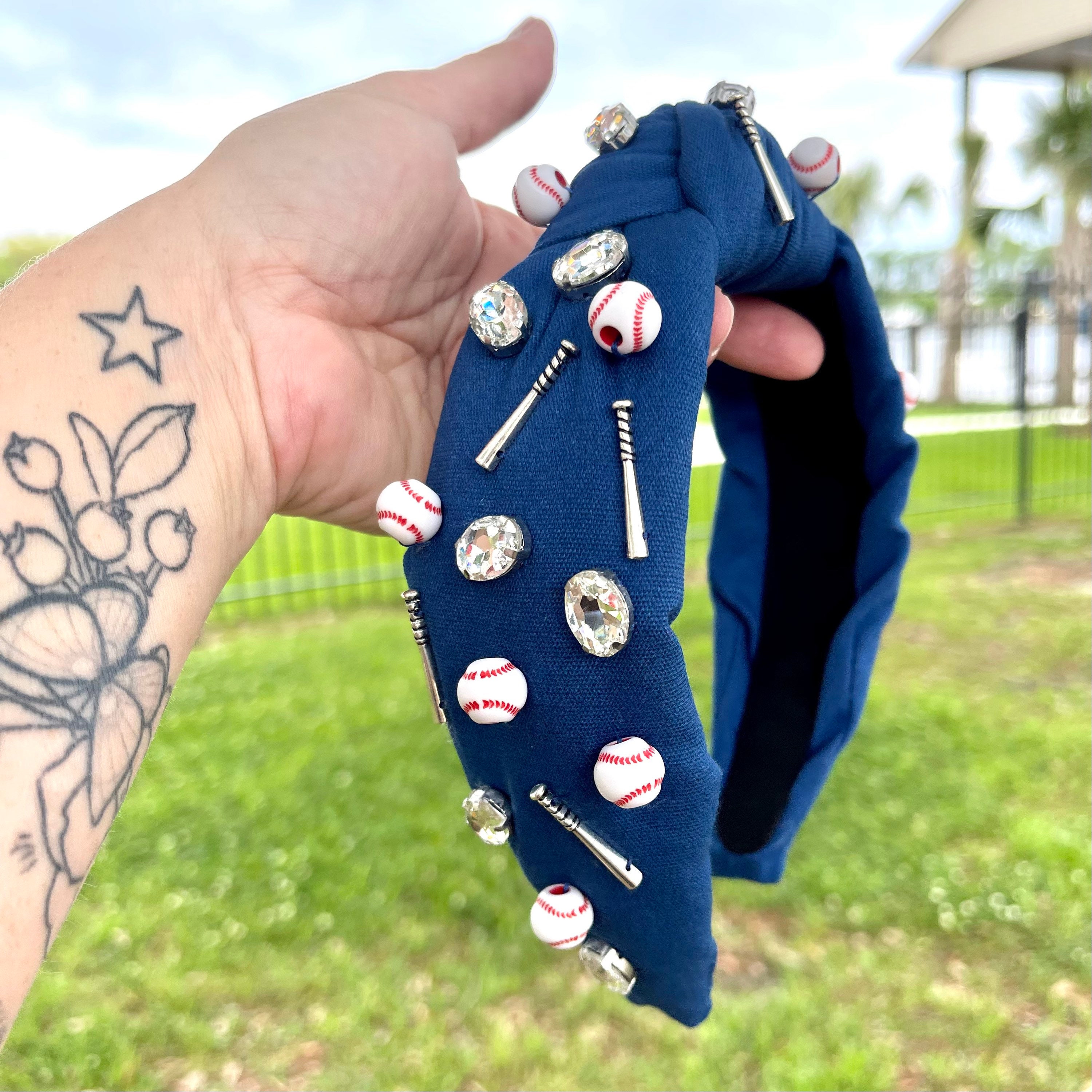 Jeweled Baseball Headband: Knotted Baseball Mom Gift - Etsy display picture 3
