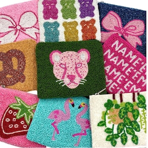 Portamonete preppy con perline, borsa personalizzata, portafoglio con perline, porta carte, astuccio, best seller