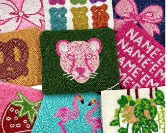 Preppy Coin Purse Beaded Bag Custom Purse Beaded Wallet Card Holder Pouch Best Seller