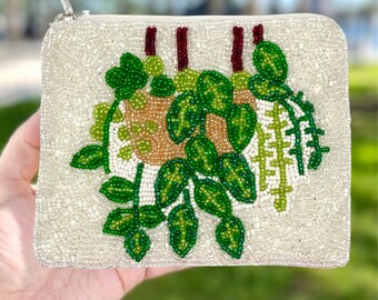 Plant Beaded Coin Purse Hanging Succulent Plant Lady Gifts Plant Mama Gifts for Her