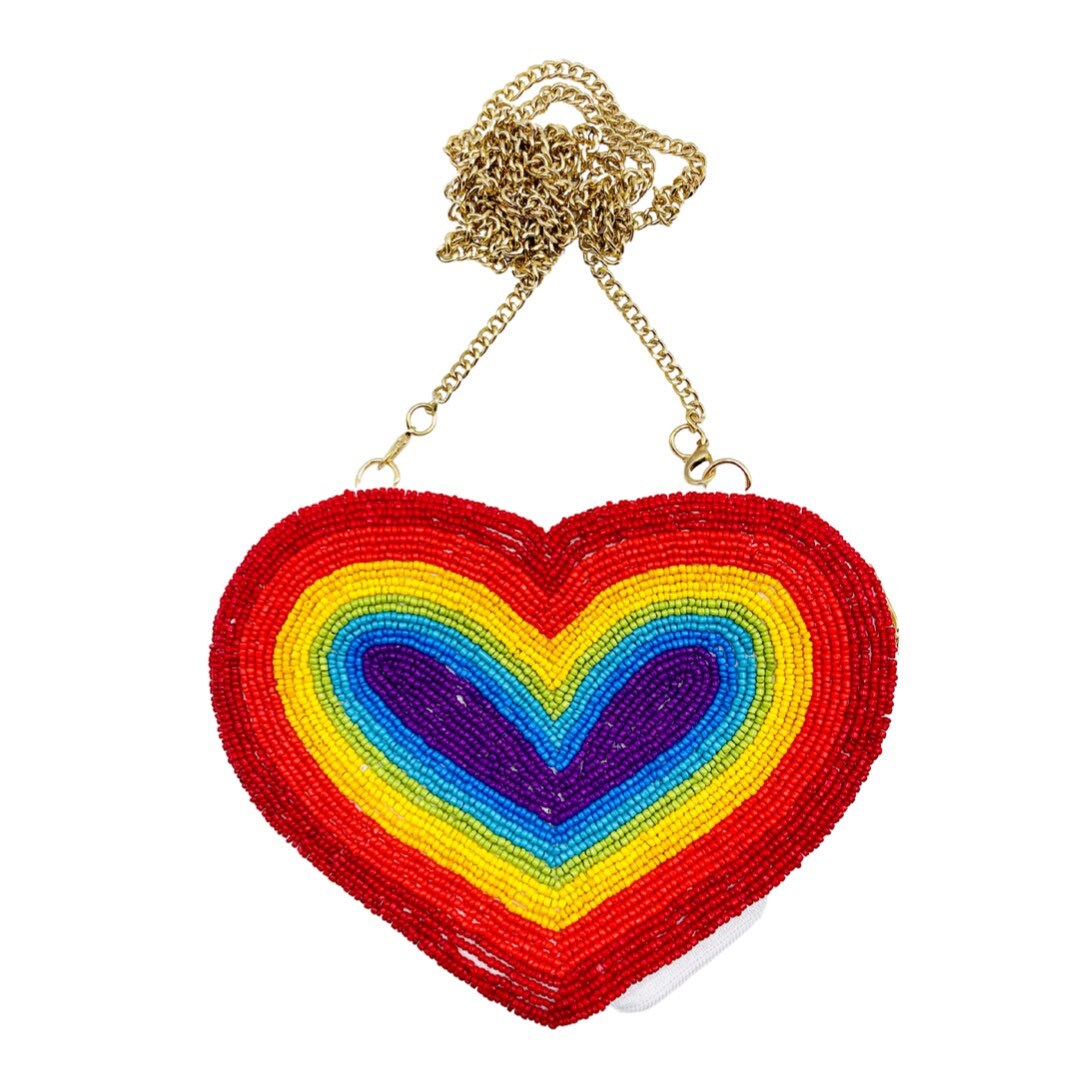 Rainbow Purse Heart Beaded Purse Rainbow Crossbody Purse Etsy