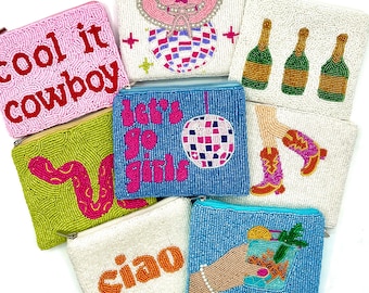 Preppy Coin Purse Beaded Bag Custom Purse Beaded Wallet Cute Gifts Birthday Gifts