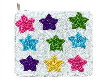 Preppy Coin Purse Star Beaded Bag Custom Purse Beaded Wallet Coin Pouch Custom Vacation Travel Pouch Unique Birthday Gifts Best Friend Gifts