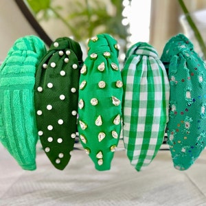 Green Knotted Headband: Football Game Day Hair Accessory