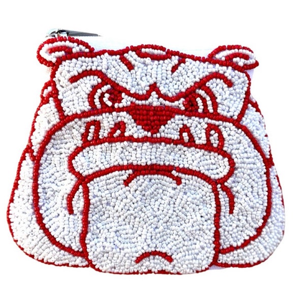 Porte-monnaie en perles Bulldogs Pochette en perles Bulldogs de Géorgie Cadeau Bulldogs Cadeaux de Noël, Cadeau portefeuille en perles Bulldog pour les enfants