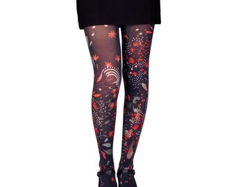 Collants Fantaisie Femme Doodle -  Opaques & Originaux