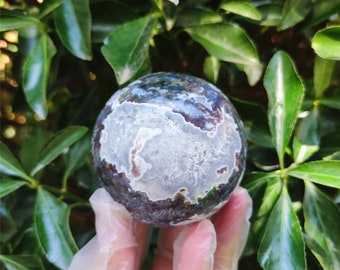 510G Natural Polished Ocean Jasper CRYSTAL SPHERE BALL/magic stone contains powerful magical and mysterious earth energy