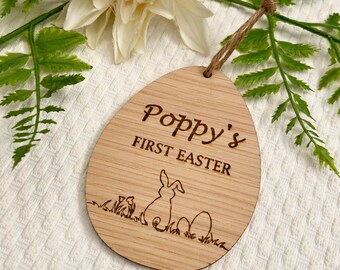 Personalised first Easter wooden decoration, Easter tag, Easter gift, first Easter, Easter hamper, Easter egg, Easter basket