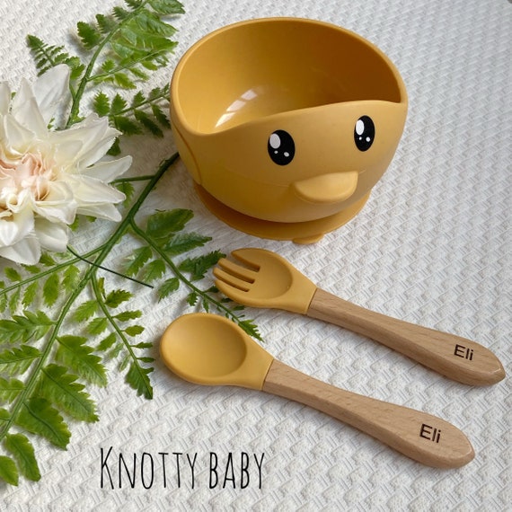 Silicone Chick Baby Bowl and Engraved Spoon Set, Baby Feeding, Baby  Weaning, Personalised Cutlery New Baby Gift, First Birthday,christening 
