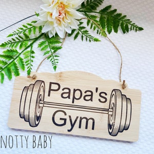 Hecho a mano, letrero personalizado de bambú grabado con láser, regalo del día de la madre, regalo del día del padre, regalo especial, gimnasio de papás, gimnasio de mamás, letrero de gimnasio