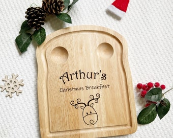 Personalised Wooden Christmas Dippy Egg and Soldiers Board, Children's gift, Christmas breakfast, Reusable, personalised gifts