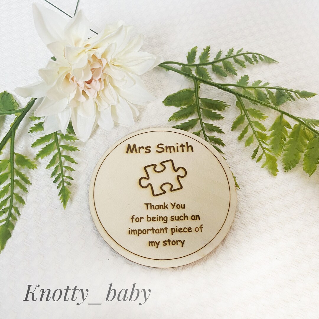 Personalised Teacher Puzzle Quote Laser Engraved Wooden Disc, Thank You ...