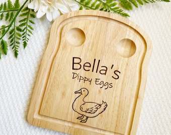 Personalised Wooden duck Dippy Egg Board, Children's gift, Christening gift, Reusable, personalised gifts, Easter gift, dinosaur gift