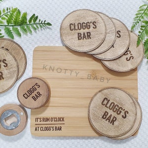 Personalised wooden coasters, barware, coasters, pub, personalised gift, fathers day gift, christmas gift for him, gift set,