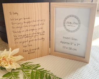 Customised Laser Engraved solid oak wooden book style Photo Frame, wedding gift, thank you gift, Personalised, oak frame, birthday gift