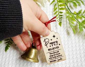 Personalised Santa's believe bell, Christmas eve box fillers, Christmas Gift, Christmas Eve, Christmas Decoration, Christmas Tree