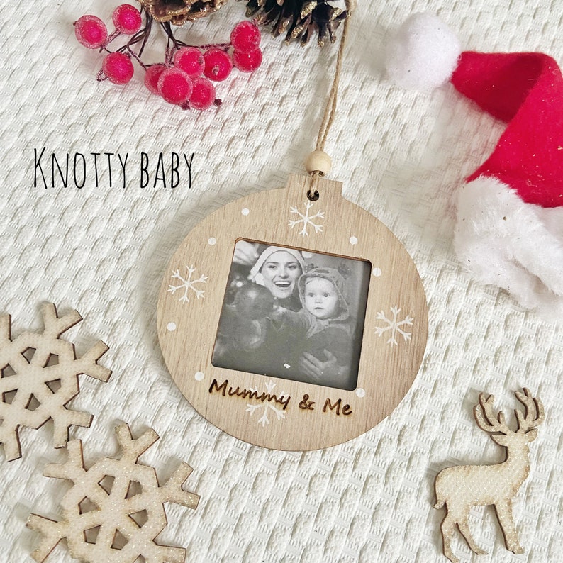 Personalised Christmas Tree Photo Frame Decoration, Personalised Bauble ...