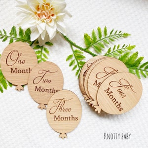 Placage chêne, ballons, disques en bois pour bébé jalons, accessoires photo, carte photo, cadeau pour bébé, cartes jalons, nouvel accessoire pour bébé, disques jalons